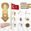 8 Metre İnox 304 Kalite Paslanmaz Krom Çelik Titanyum Gold Bayrak Direği